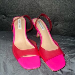 Bright pink kitten heels